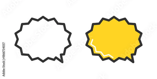 Obraz 爆発吹き出し、ギザギザ吹き出しアイコンのイラスト。Explosion speech bubble, jagged speech bubble icon illustration.