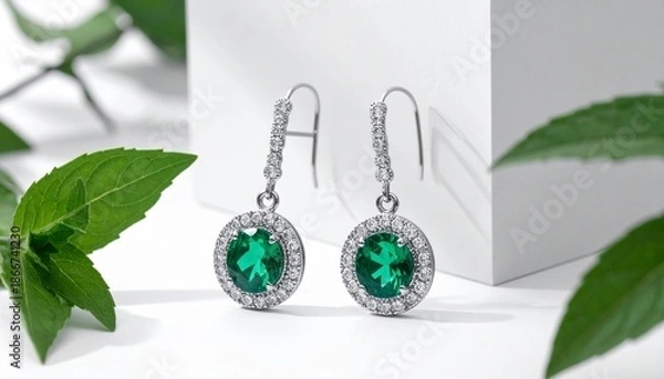 Obraz green and silver earrings