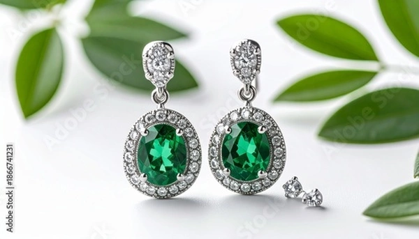 Obraz green and silver earrings