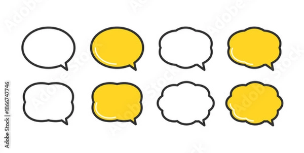 Obraz 丸い吹き出しアイコンのイラスト。Round speech bubble icon illustration.