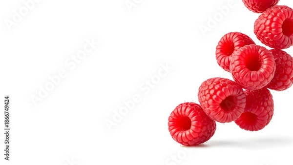 Fototapeta Fresh Raspberry Isolated With Copy Space