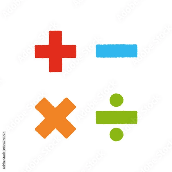 Obraz 計算 記号 手描き パステル アイコン セット イラスト