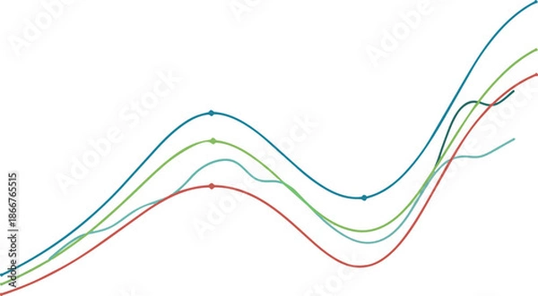 Obraz Abstract Colorful Wavy Lines Data Visualization.