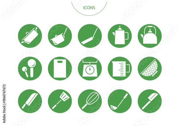 Obraz 調理器具　アイコン ピクトグラム　ベクター イラスト　セット