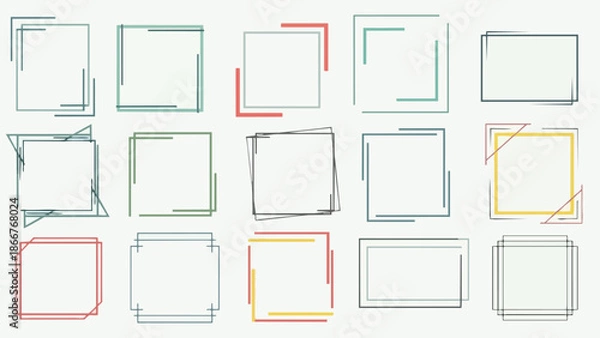 Obraz Collection of Diverse Geometric Square and Rectangular Frames.