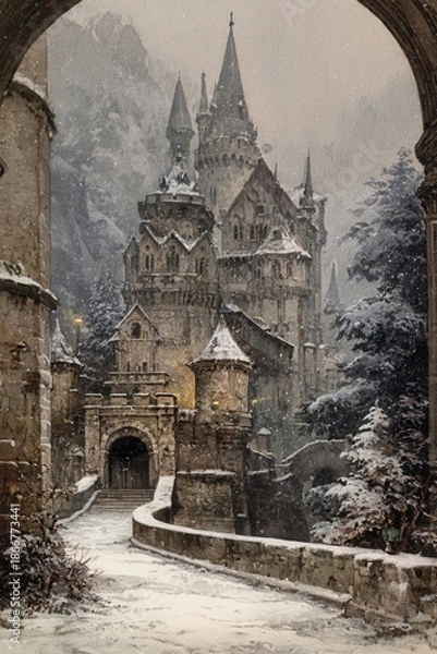 Obraz 雪の日　城