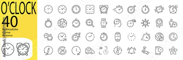 Obraz O'clock icon set. Editable stroke.