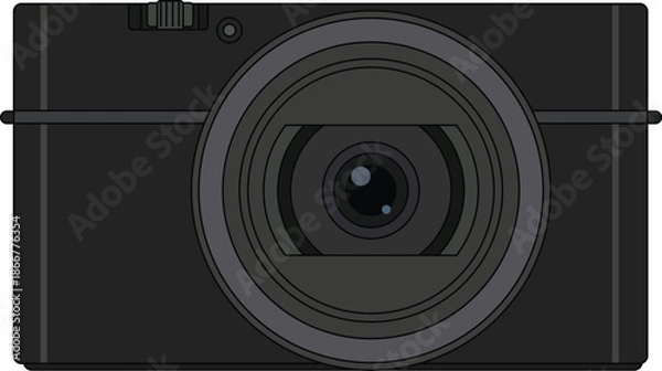 Fototapeta Modern Black Compact Digital Camera Frontal View