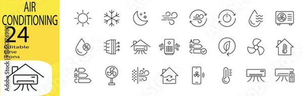 Obraz Air Conditioning icon set. Editable stroke.	