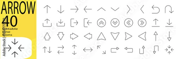 Obraz Arrow icon set. Editable stroke.