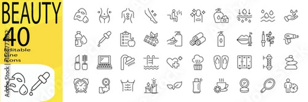 Obraz Beauty icon set. Editable stroke.