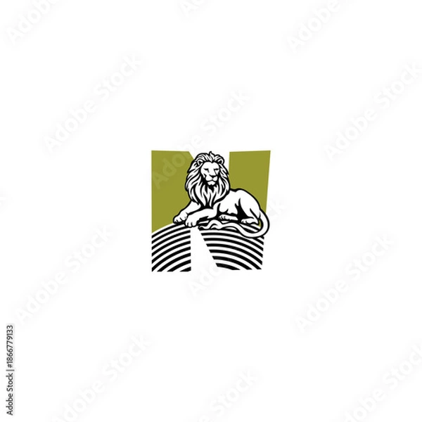 Obraz Bold royal lion sitting with ...