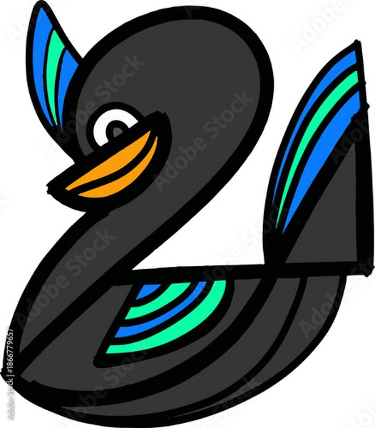 Obraz Smiling Bird With Geometric Shape