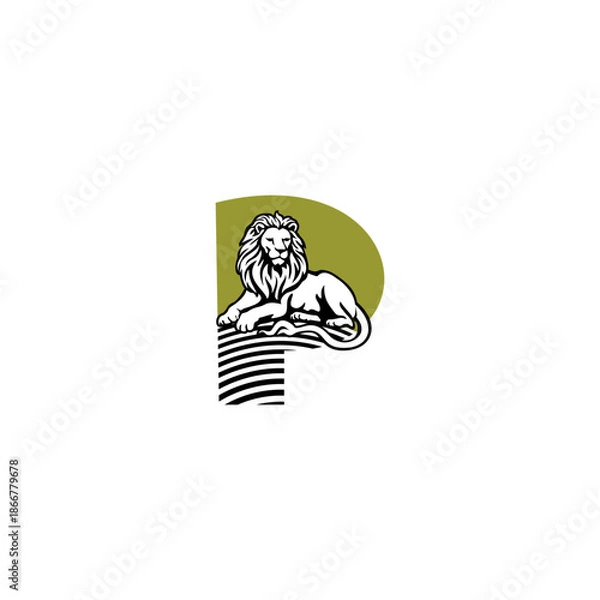 Obraz Bold royal lion sitting with ...