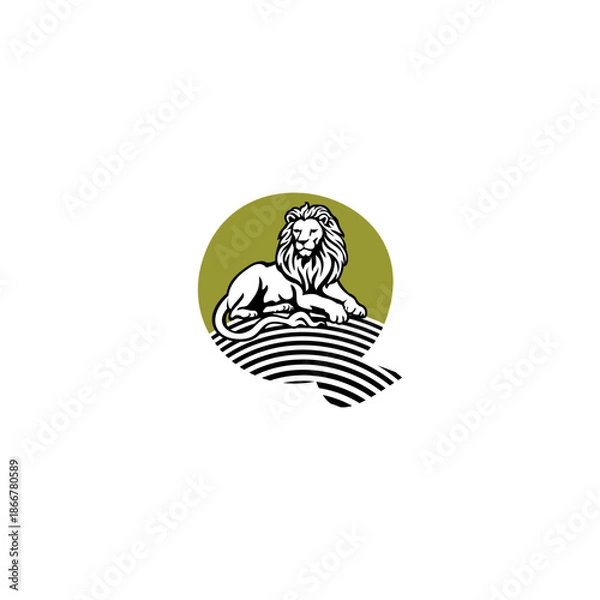 Obraz Bold royal lion sitting with ...