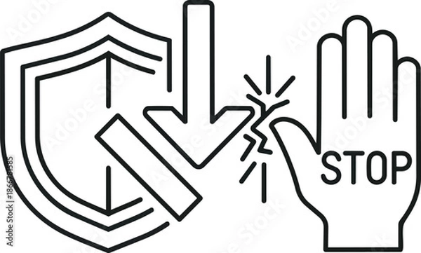 Obraz Stop Sign Hand Shield Arrow Icon.