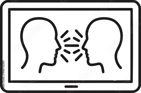 Obraz Two Heads Facing Each Other on Screen.