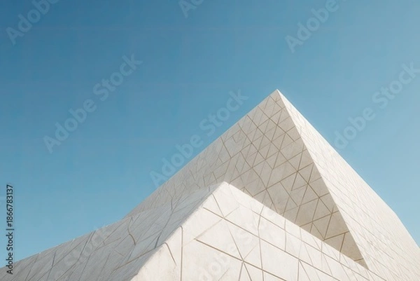 Obraz Abstract architectural composition geometric white structure, blue sky background