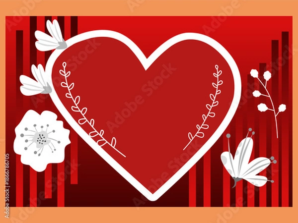 Obraz Romantic Heart Illustration with Floral Elements
