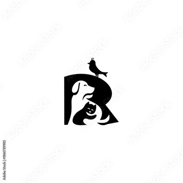 Obraz Creative vector cat, dog, bir...