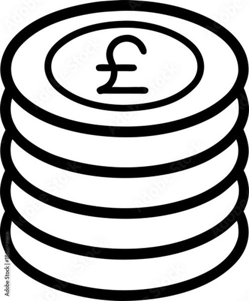Obraz stack pound coins icon outline vector