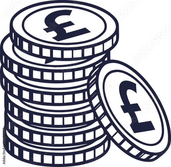Obraz stack pound coins icon silhouette vector