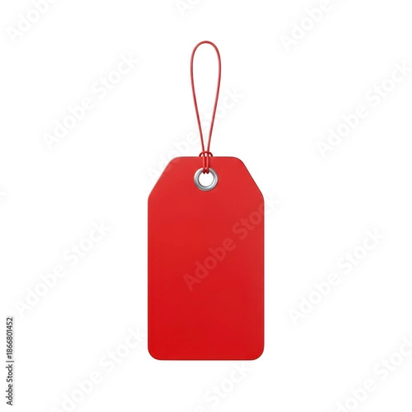 Fototapeta Red tag with string isolated on transparent background