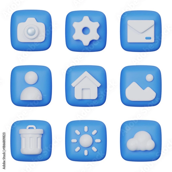 Obraz Blue square User Interface 3D Icon Set