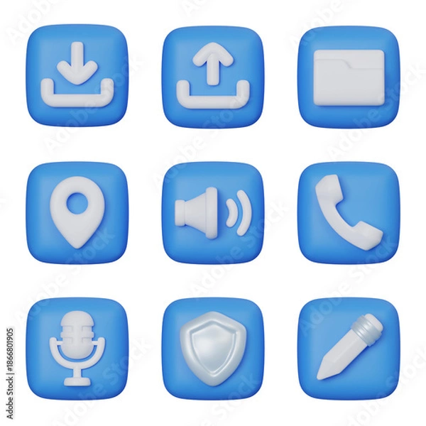 Obraz Blue square User Interface 3D Icon Set