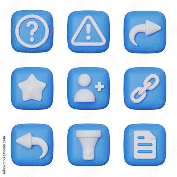 Obraz Blue square User Interface 3D Icon Set