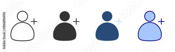 Fototapeta Add User Icon Set. Designed In Multi Style