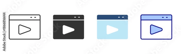Fototapeta Video Web Icon Set. Designed In Multi Style