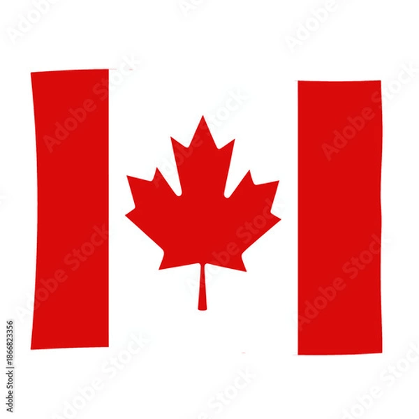 Fototapeta Waving Flag With Red Maple Leaf Design