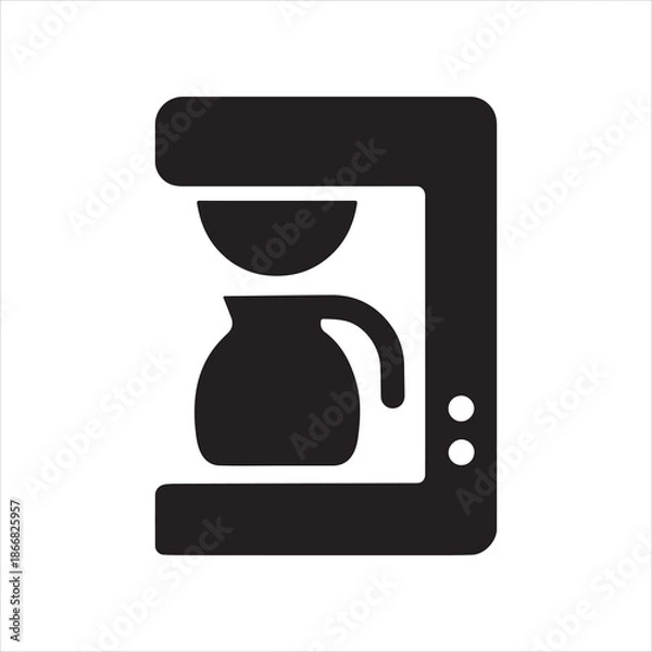 Obraz Coffee maker machine silhouette vector icon on white background