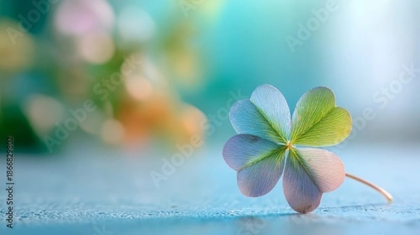 Obraz Four leaf clover representing luck and hope, copy space