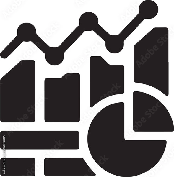 Obraz Business data analysis graph vector icon, black on white background
