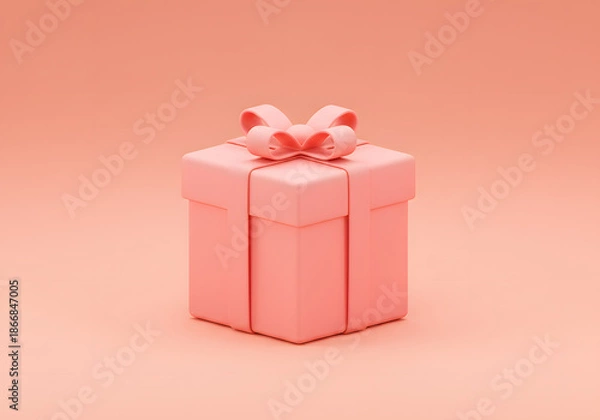 Obraz Pink gift box on pink background