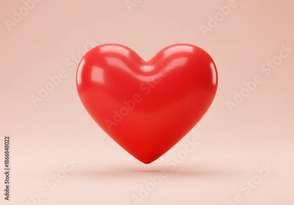 Obraz Red heart shape on peach background