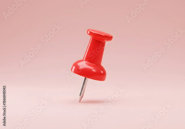 Obraz Red pushpin on pastel background