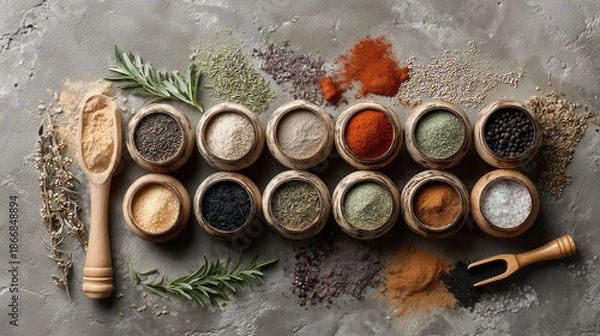 Obraz Spice Jars Flatlay