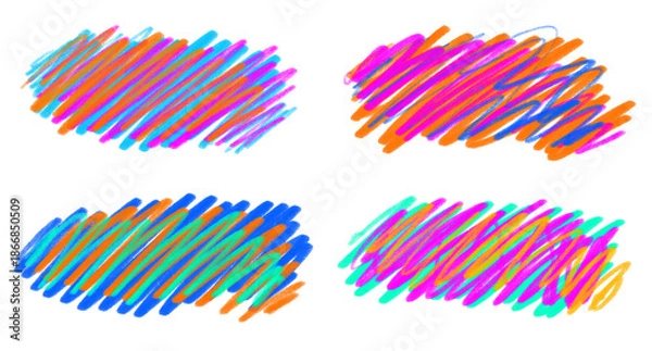 Obraz Vibrant Crayon Line Scribbles Collection in multicolor