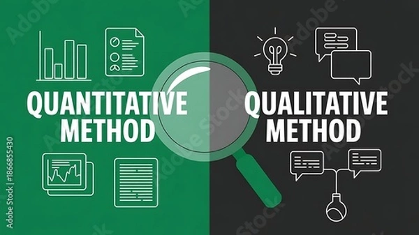 Fototapeta Quantitative method and qualitative method research development project concept, banner design, web header, poster, created with generative ai