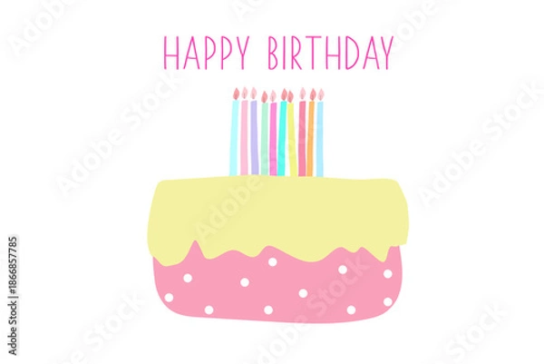 Obraz happy birthday cake vector illustration