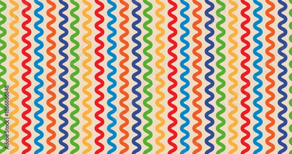 Obraz Vector seamless pattern with multicolored wavy lines. For printing, wallpaper, textiles, packaging, scrapbooking, web design
