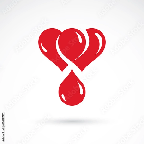 Obraz Vector illustration of heart shape isolated on white. Hematology theme, medical treatment design for use in pharmacy business.