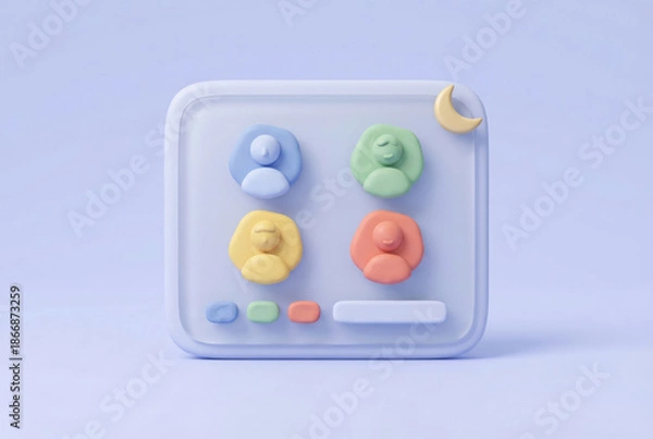 Fototapeta Digital App User Profile Icons with Crescent Moon