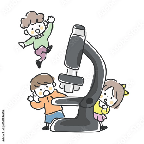 Fototapeta 子供と顕微鏡のイラスト