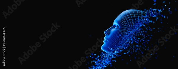 Obraz Digital Transformation: AI Artificial Intelligence in Human Face Head