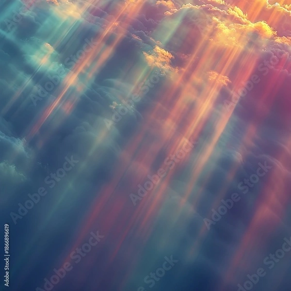 Obraz Colorful Sun Rays Piercing Through Clouds