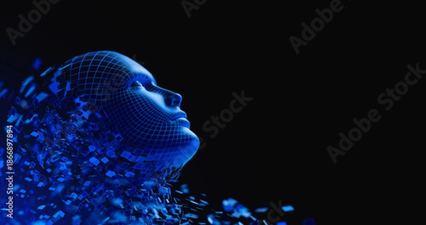 Obraz Digital Transformation: AI Artificial Intelligence in Human Face Head